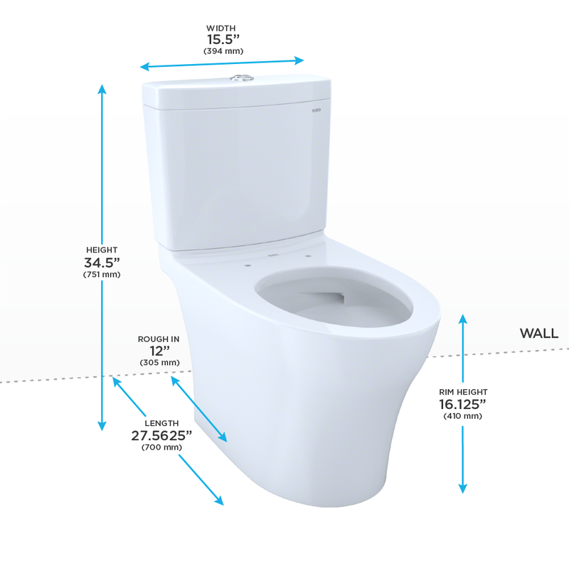 TOTO, TOTO Aquia IV Toilette mit verlängerter Schüssel ohne Sitz und Doppelspülung, 1,28 & 0,8 GPF, Universalhöhe - CST446CEMFG