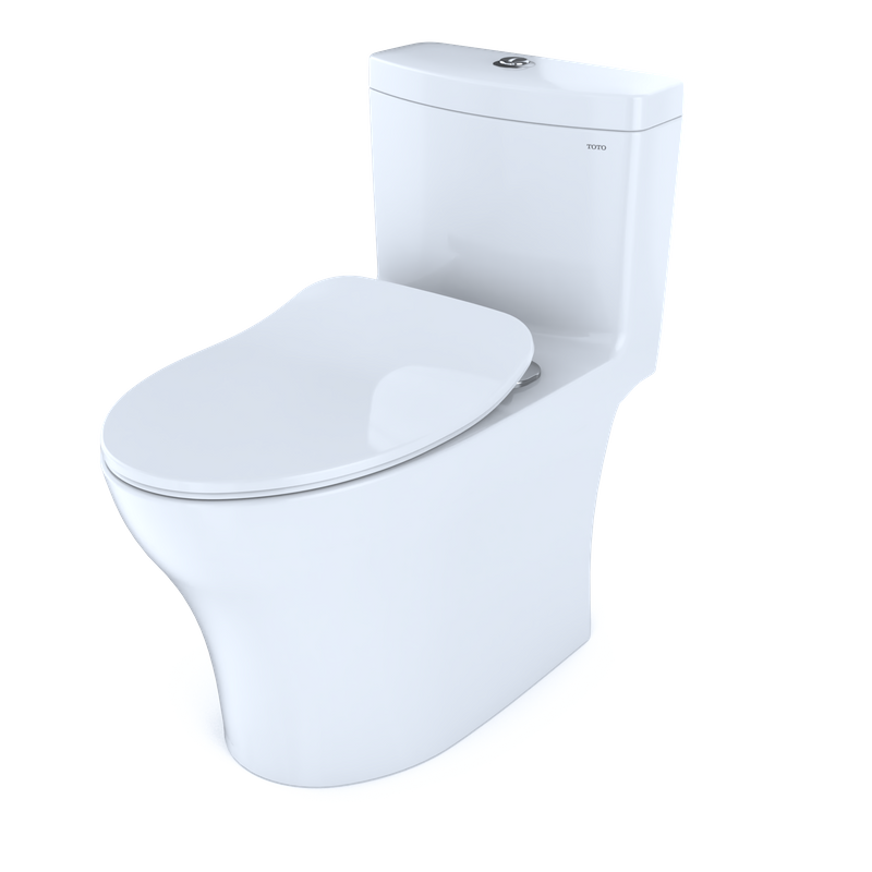 TOTO, TOTO Aquia IV Toilette mit verlängerter Schüssel und flachem Sitz mit Doppelspülung, 1,0 und 0,8 GPF, Washlet+ kompatibel, Universalhöhe - MS646234CUMFG