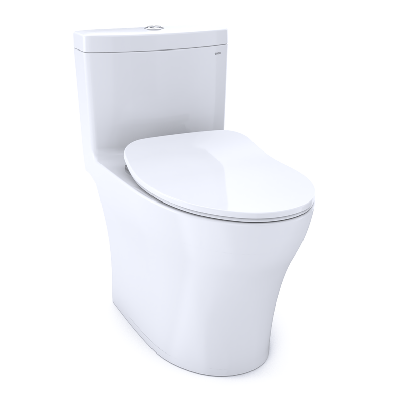 TOTO, TOTO Aquia IV Toilette mit verlängerter Schüssel und flachem Sitz mit Doppelspülung, 1,0 und 0,8 GPF, Washlet+ kompatibel, Universalhöhe - MS646234CUMFG