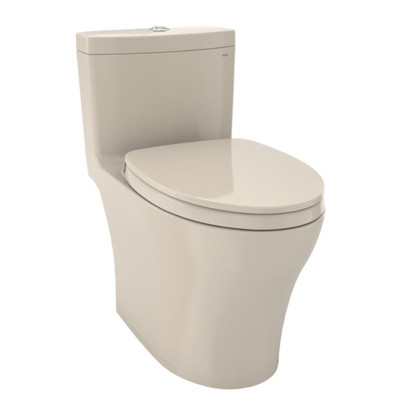 TOTO, TOTO Aquia IV Verlängerte Schüssel mit SoftClose Sitz, einteilige Toilette mit Doppelspülung, 1,0 & 0,8 GPF, Washlet+ kompatibel -MS646124CUMF