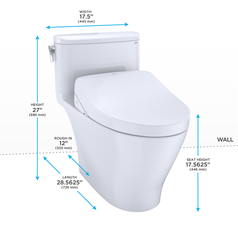 TOTO, TOTO Nexus Elongiert 1.0 gpf Einteilige Toilette mit Washlet+ S550e Automatische Spülung in Baumwollweiß